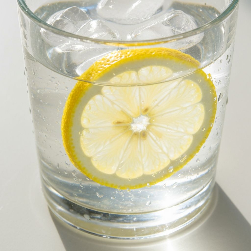 Vaso de agua con hielo